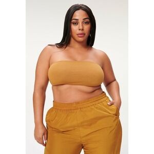 Good American Basic Bandeau Bikini Top Womens 3XL 6 Bronze Brown‎ Stretch NEW